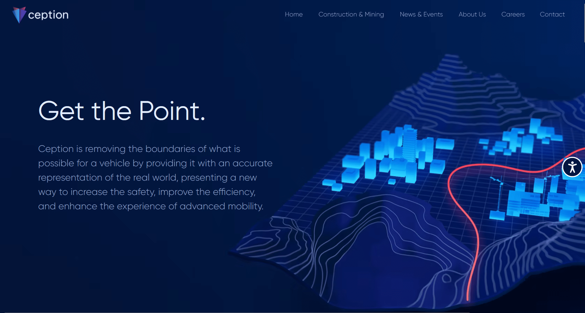 Ception's small business website with different tones of blue