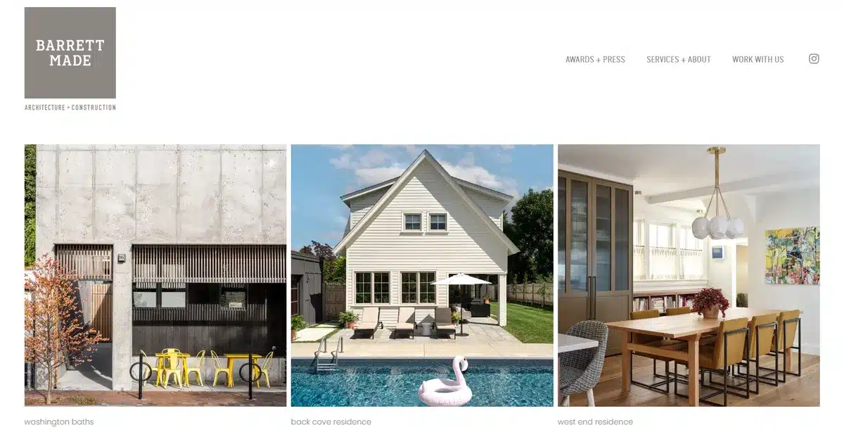Barrett Made construction website showcasing their biggest projects