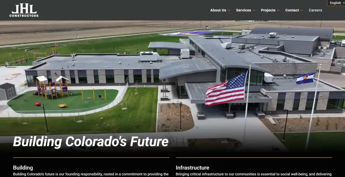 JHL Constructors website showing their latest projects