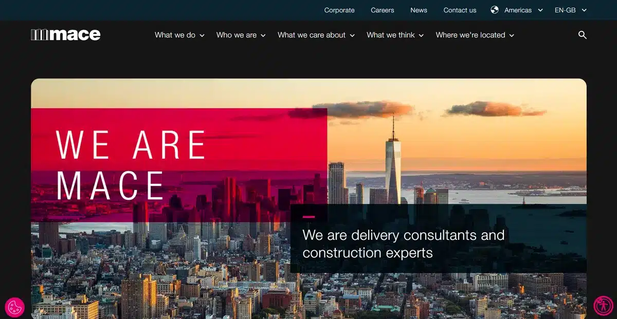 Mace Group website showing a slideshow of their best projects