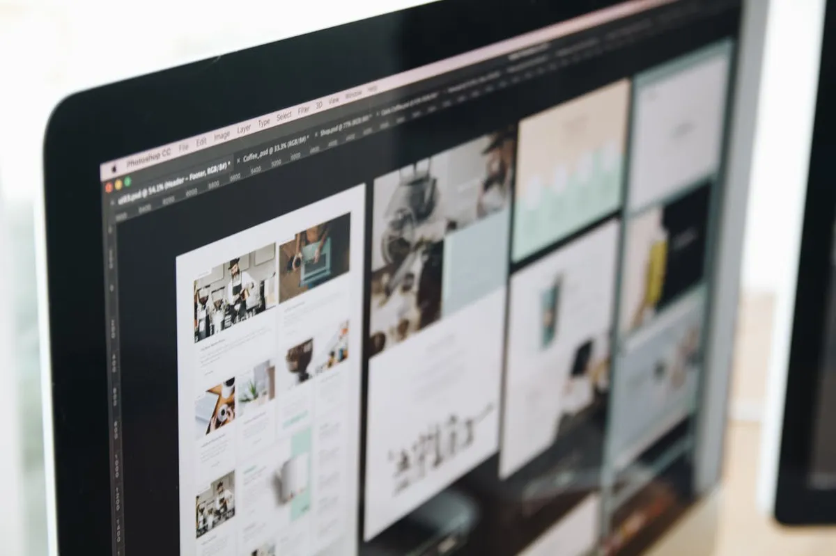 Monitor showing a client's wireframe