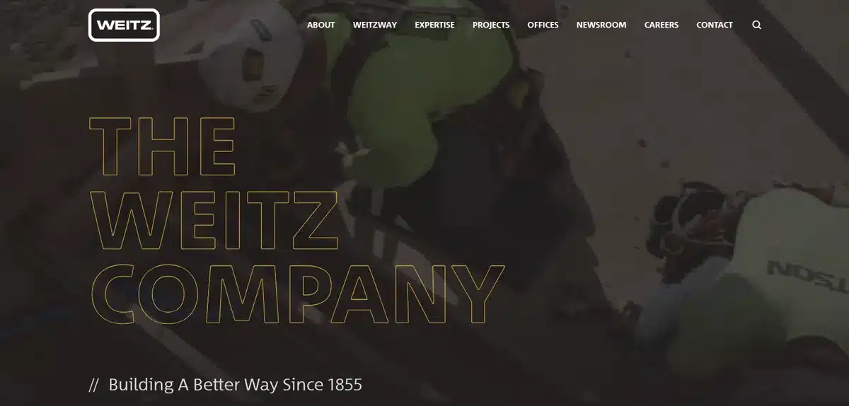 The Weitz Company website showing several videos of how their process goes for every project