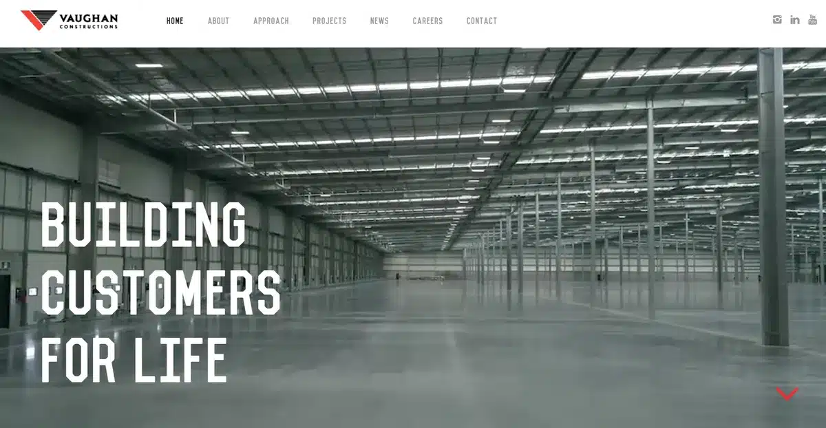 Vaughan Construction website showing an open area ready to use from one of their past projects