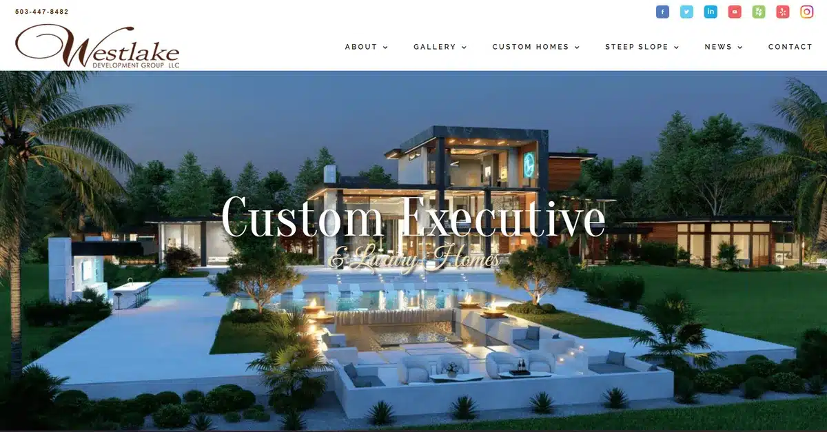 Westlake Development Group's website showing how their luxury home project look when done