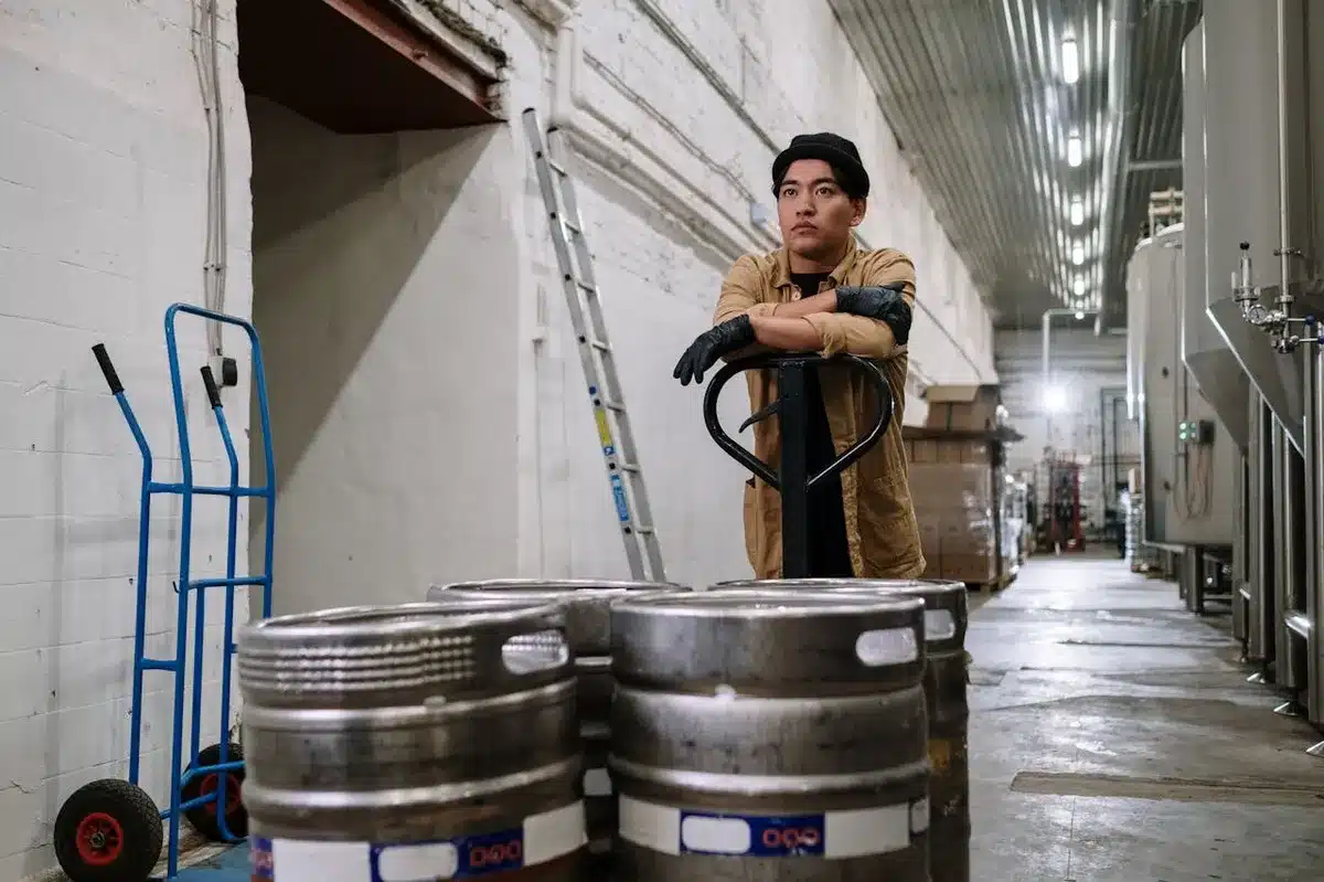 employee moving cargo through a warehouse