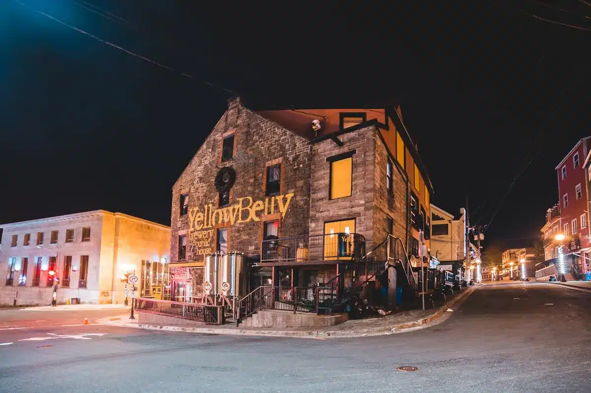 local brewery locale at night 