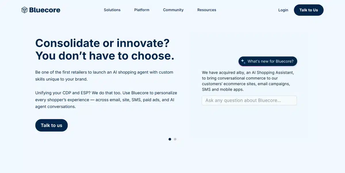 Bluecore's business website