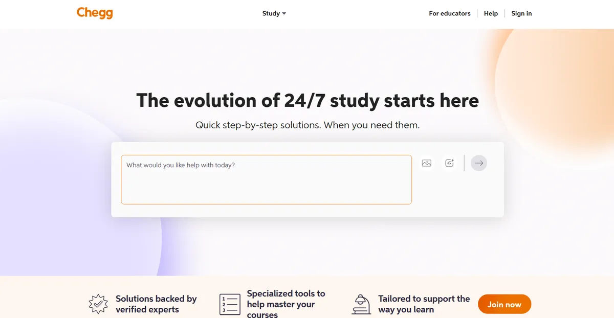 Chegg service page web design