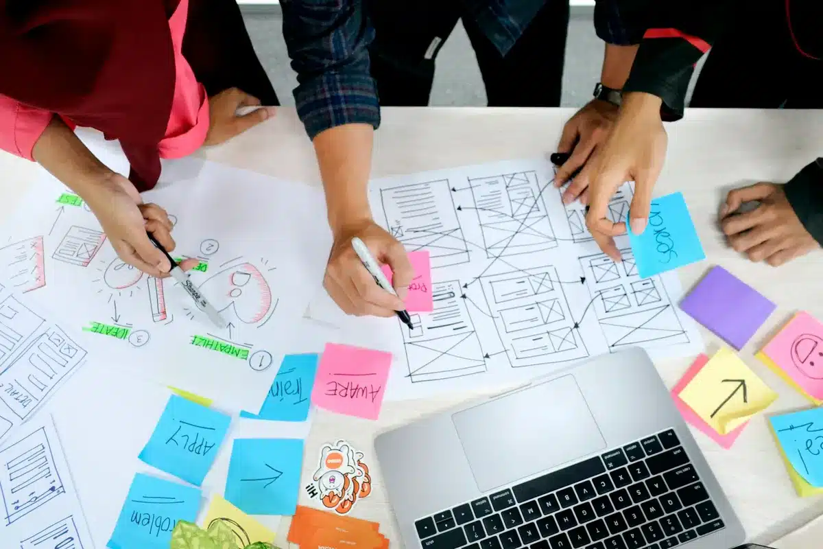 Group creating website mockup for a custom website