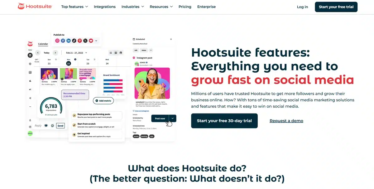Hootsuite service page web design
