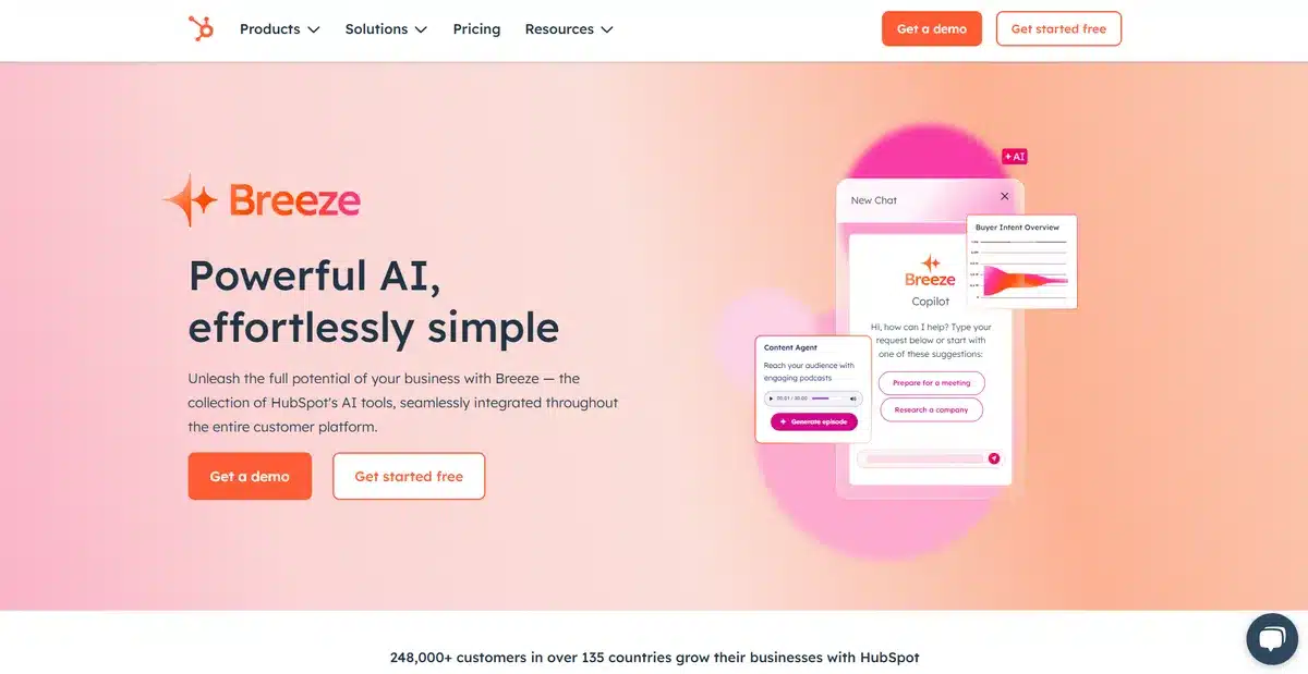 HubSpot's Breeze business website