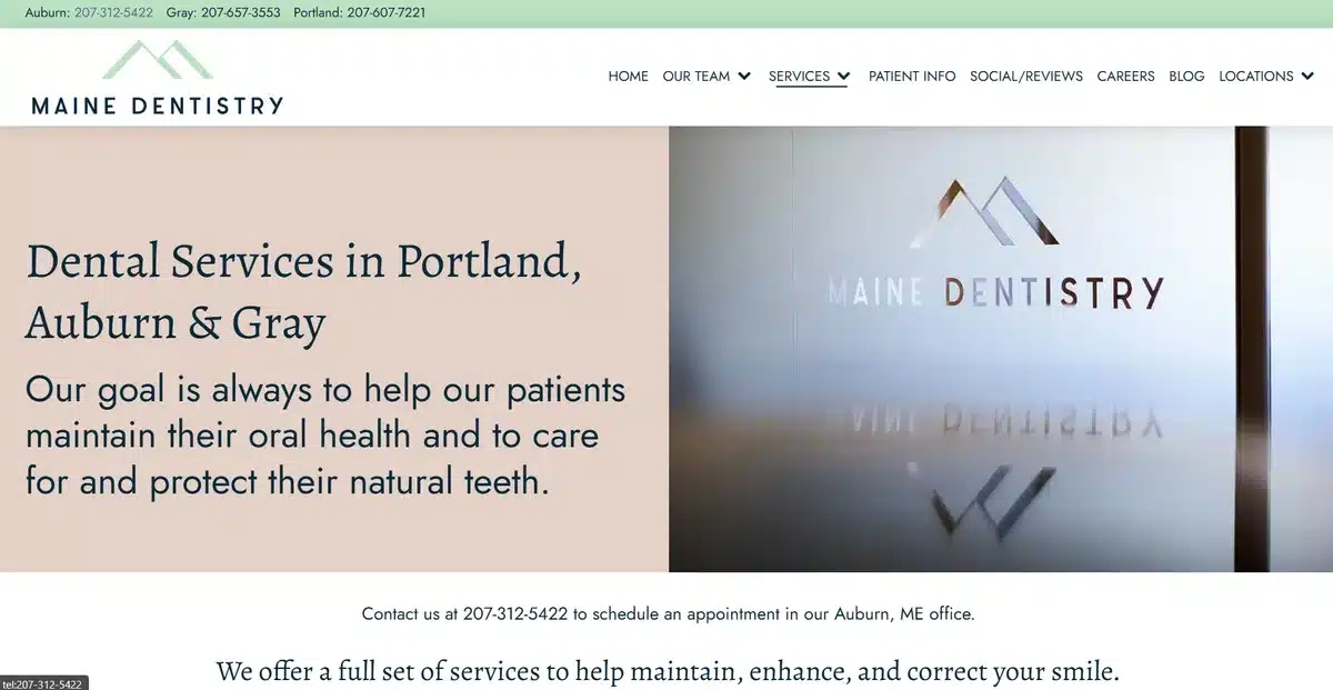 Maine Dentistry service page web design