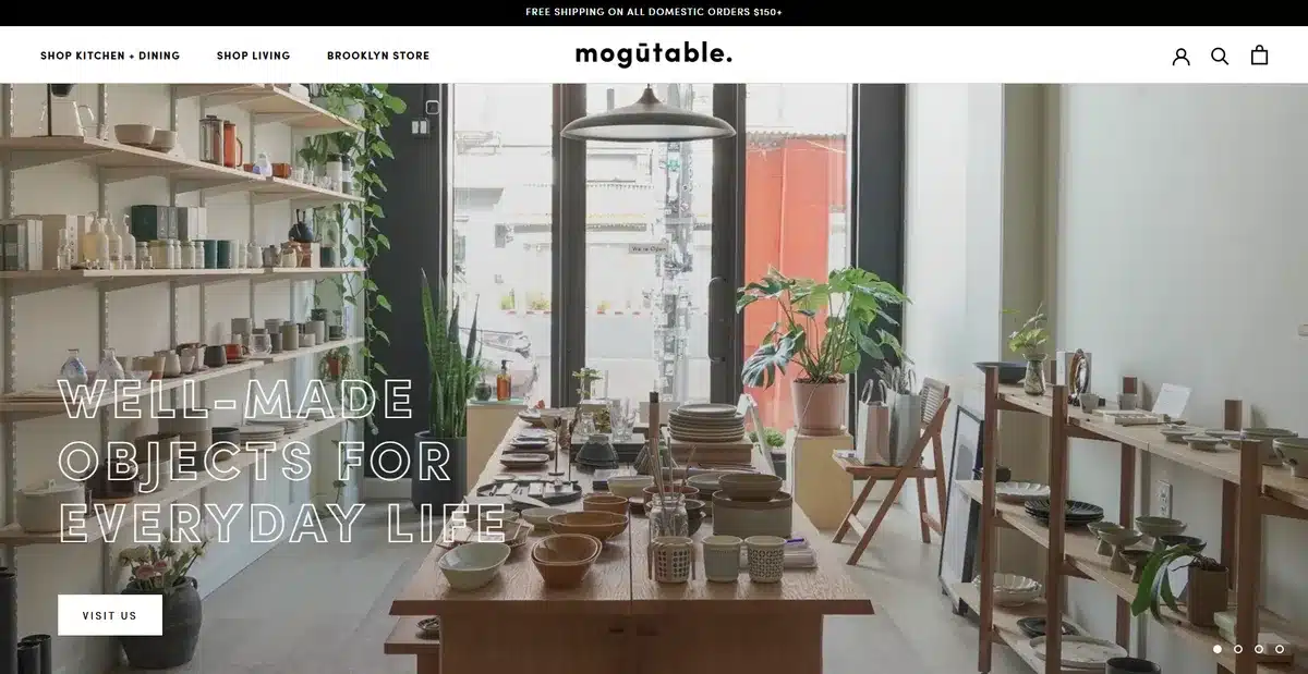 Mogutable's business website showing their physical shop