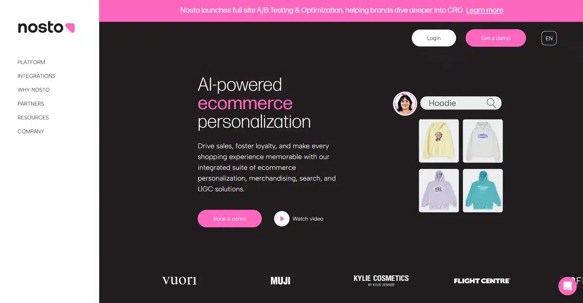 Nosto's business website