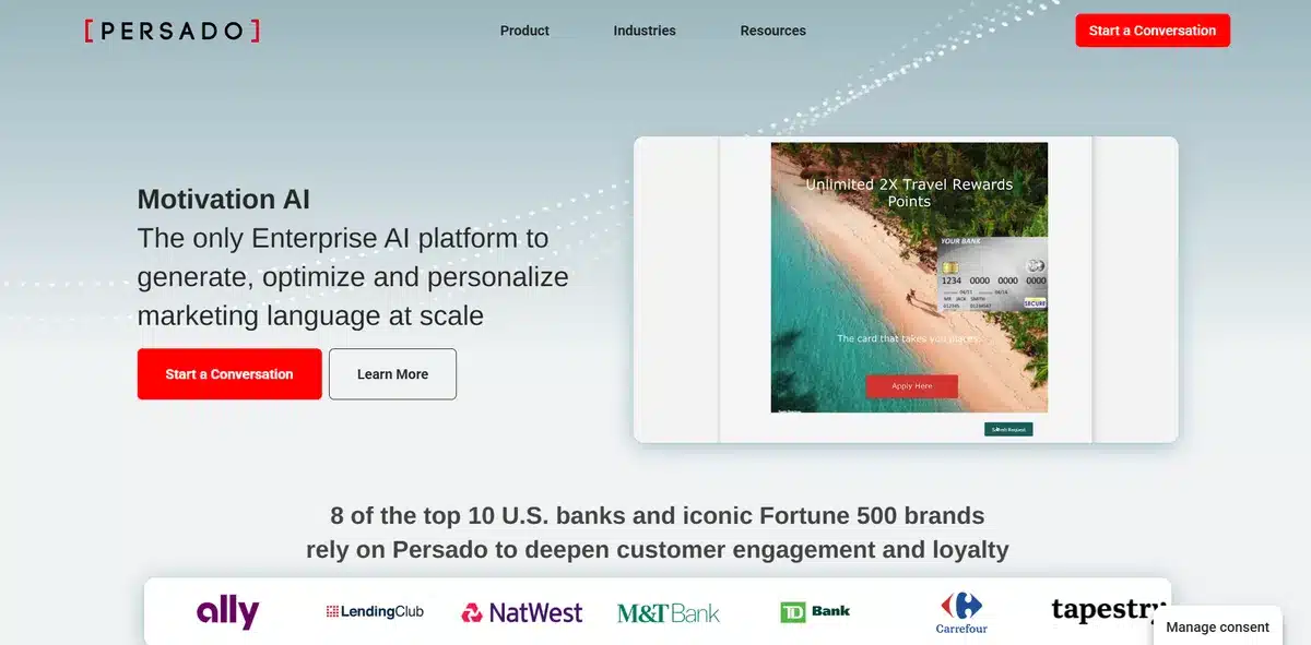 Persado's business website
