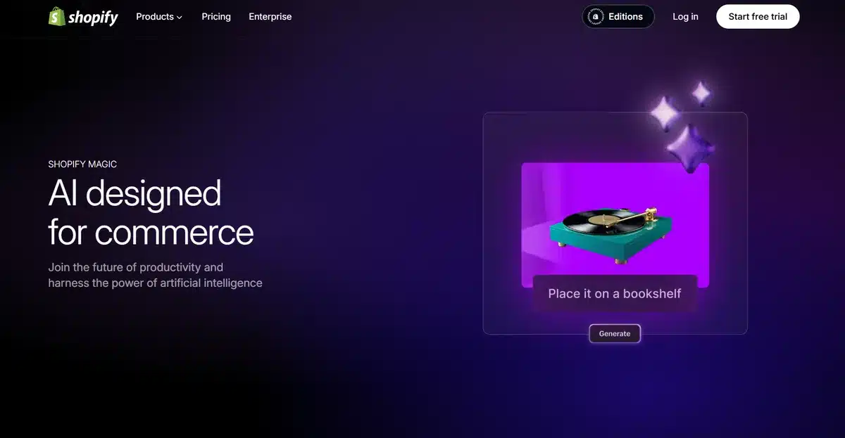Shopify's Magic business website