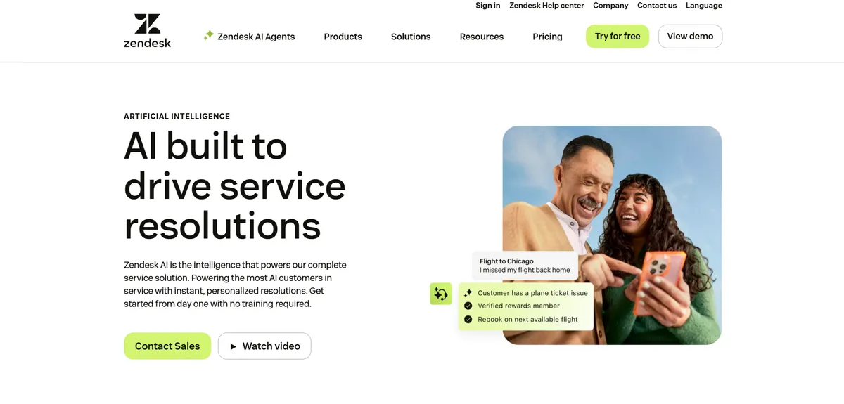 Zendesk's AI business website