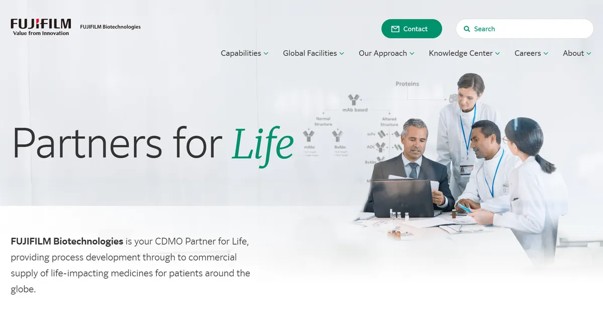 FUJIFILM Diosynth Biotechnologies website explaining what they offer to other businesses