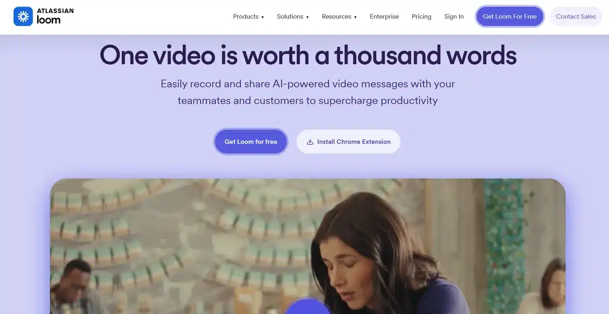 Loom B2B website showing how their service works in a fun and witty video