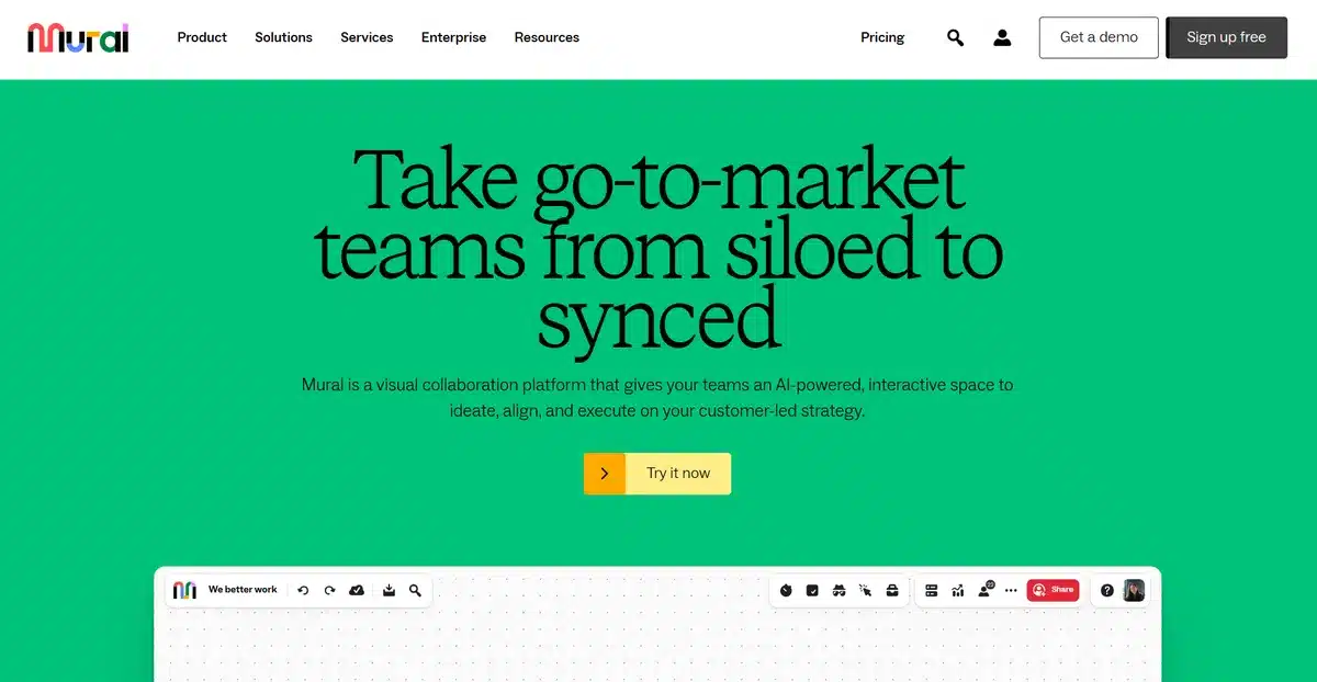 Mural B2B website talking about their service