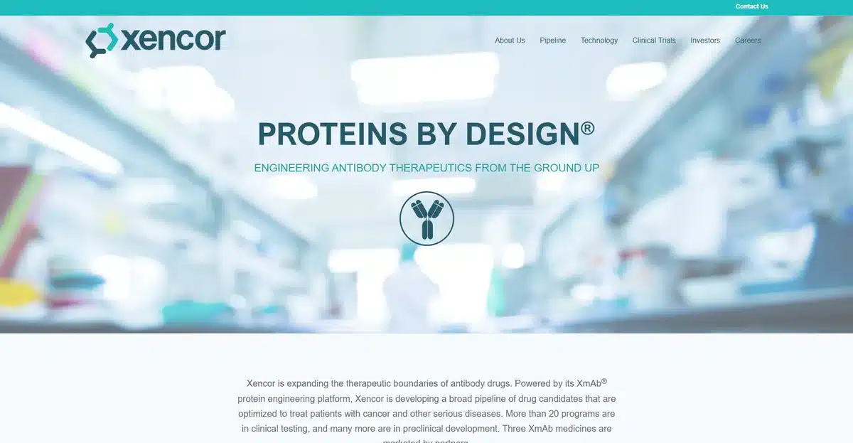 Xencor's business website which explains what they do and offer