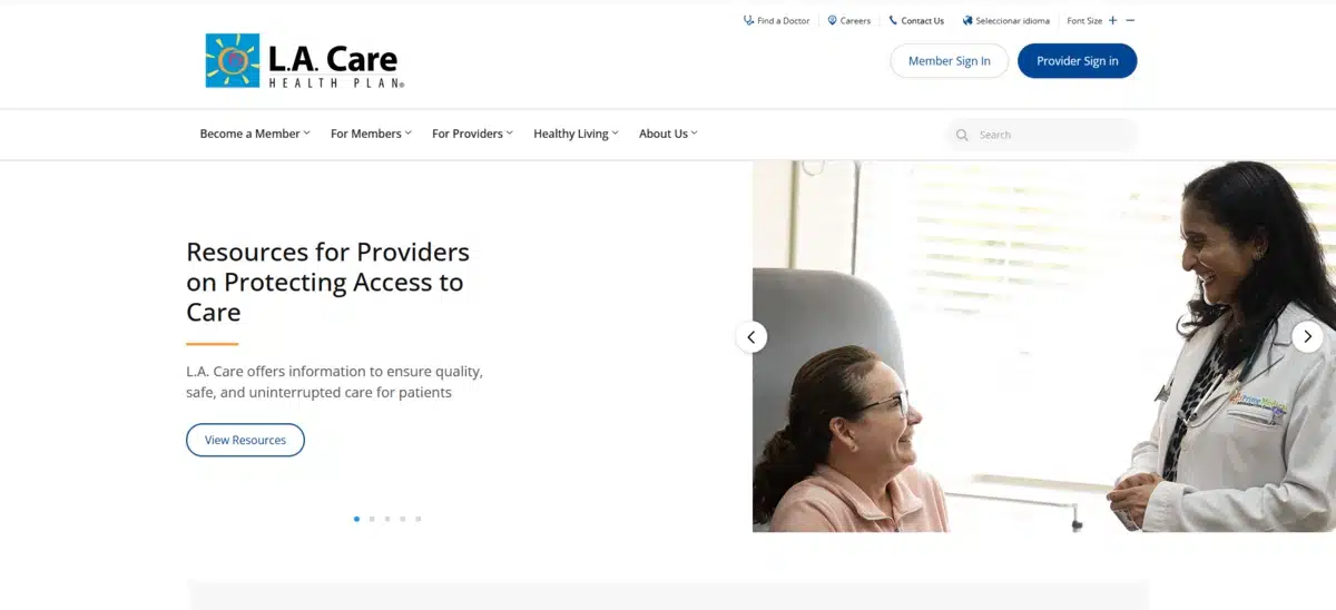 LA Care Health Plan website giving away resources