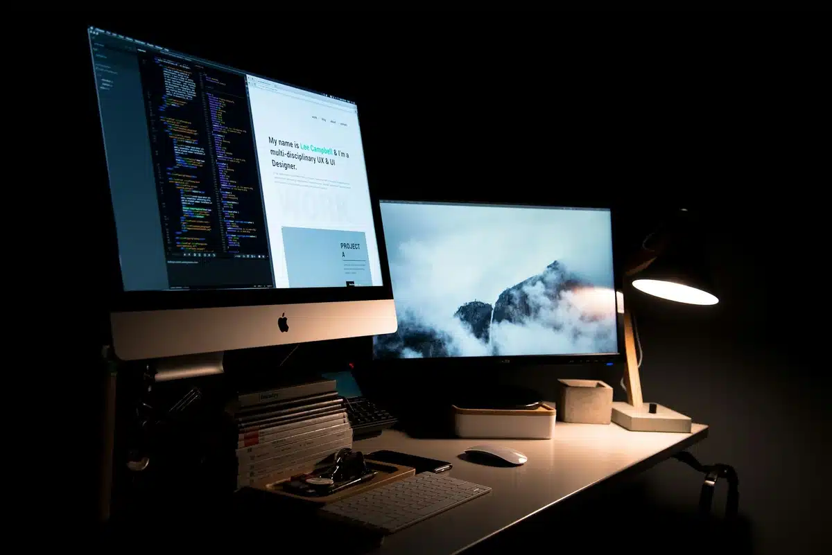 Monitor showcasing a website project