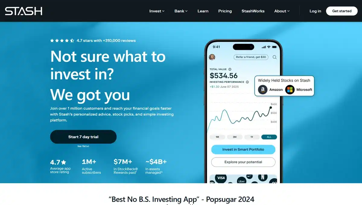 Stash business website showing how their service works 